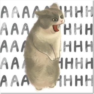 Screaming cat meme Posters and Art